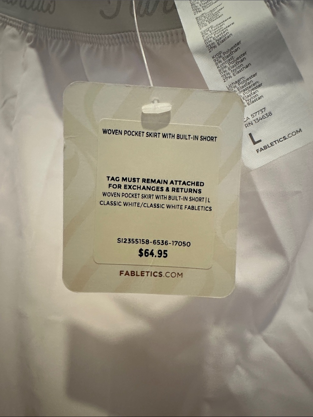 Fabletics White Athletic Skort with Logo - Picture 2 of 2